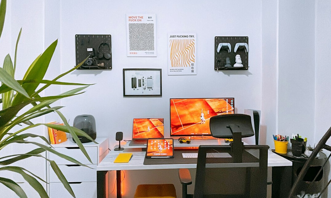 modern office with computers